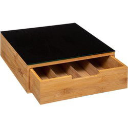 5Five Koffie cup/capsule houder - lade - bamboe universeel - 30 x 10cm - Koffiecuphouders