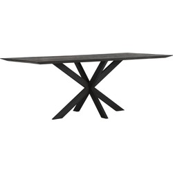 DTP Home Dining table Curves rectangular BLACK,78x210x100 cm, recycled teakwood