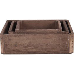 Clayre & Eef Decoratie Dienblad Set van 3 Bruin Hout