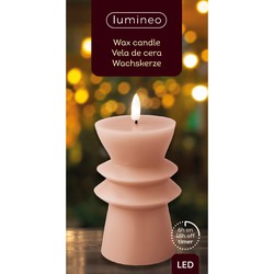 LED kaars d8h14.6 cm licht roze/wwt kerst - Lumineo