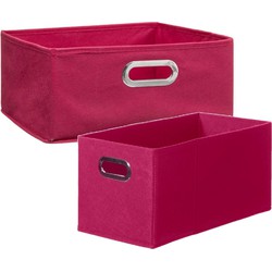 Set van 2x stuks opbergmanden/kastmanden 7 en 14 liter framboos roze van linnen 31 cm - Opbergkisten