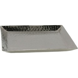Kaarsen plateau met rand en reliefwerk - vierkant - metaal - zilver - 30 x 30 cm - Kaarsenplateaus
