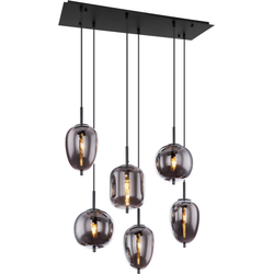 Industriële hanglamp Blacky - L:80cm - E14 - Metaal - Zwart