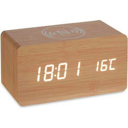 Giftdecor Tafelklok/wekker Josimity - beige - MDF - 15x7 cm - Wekkers
