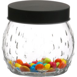 Urban Living Voorraadpot/bewaarpot Mora - 1.2L - glas - zwart - D13 x H15 cm - Voorraadpot