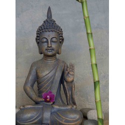 Boeddha bamboe 50x70cm Tuinschilderij