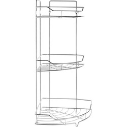 Doucherekje/badkamerrekje hoek metaal met 3 lagen 26 x 25 x 56 cm - Douche- en badrekjes