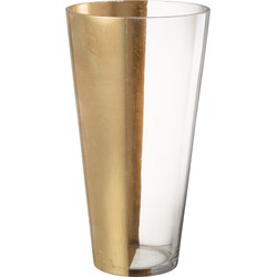 J-line - Vaas Moa Glas Transparant/goud - 19x19x35cm