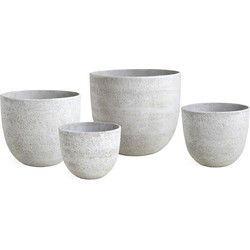 PTMD Bloempot Jay-lo - 54x54x45 cm - Glasvezel - Wit