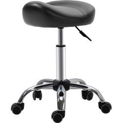 Ergonomische Zadelkruk Kunstleer Amazonekruk in Hoogte Verstelbaar 54-69cm - Zwart