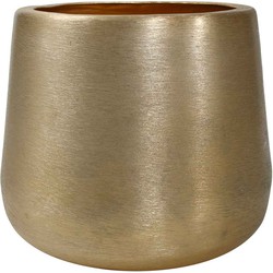 PTMD Keaton Ronde Bloempot - H15,5 x Ø18,5 cm - Aluminium - Goud