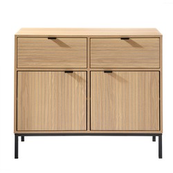 Ladekast 2 Deuren 2 Lades - Houteffect - L90 x H79 cm