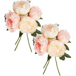 Atmosphera boeket van pioenrozen kunstbloemen - 8 stuks - roze - H30 cm - lichtroze bloemen - Kunstbloemen