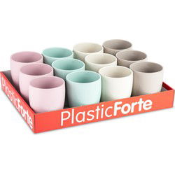 Plasticforte Bekers - 12x - kunststof - gekleurd - 300ml - onbreekbaar - Drinkbekers