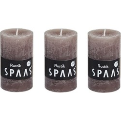 3x Rustieke kaarsen taupe 5 x 8 cm 17 branduren sfeerkaarsen - Stompkaarsen