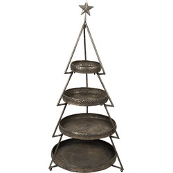 Clayre & Eef Etagère Kerstboom 102 cm Koperkleurig Ijzer Rond Serveerschaal