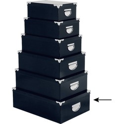 5Five Opbergdoos/box - donkerblauw - L48 x B33.5 x H16 cm - Stevig karton - Bluebox - Opbergbox