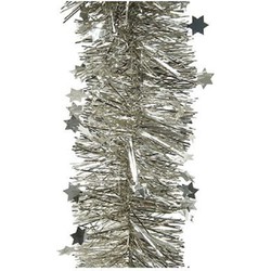 2x Zilver tinsel slinger met sterren 270 cm - Kerstslingers