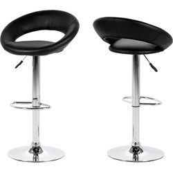 Barkruk - Zwart PU leer - Zithoogte 79cm - Trana - Set van 2