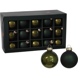 Othmar Decorations Kerstballen - 36x - donkergroen - glas - 6 cm - Kerstbal