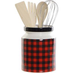 Keukengerei set van 4x stuks - in Tartan look keukenhulp houder - Keukengerei