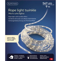 Lichtslang/slangverlichting warm wit 9 meter met twinkel effect 567 lampjes - Lichtslangen