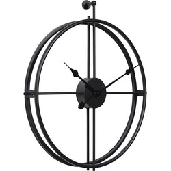 LW Collection LW Collection Wandklok Alberto zwart 52cm - Wandklok modern - Stil uurwerk - Industriële wandklok