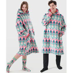 Textino JOLLLY SANTA - Hoodie for adult 70x110 cm - Geranium Pink - pink - Textino