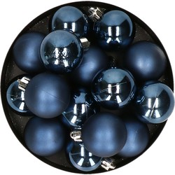 32x stuks kunststof kerstballen donkerblauw 4 cm - Kerstbal