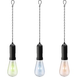 Set van 3x stuks blauwe, groene en oranje solar tuinverlichting hanglampen kunststof 20 cm - Buitenverlichting