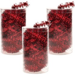 3x stuks folie tinsel slingers/guirlandes rood 20 meter kerstslingers - Kerstslingers