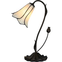 LumiLamp Tiffany Tafellamp  Ø 17x43 cm Wit Glas Tiffany Bureaulamp