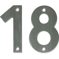 AMIG Huisnummer 18 - massief Inox RVS - 10cm - incl. bijpassende schroeven - zilver - Huisnummers