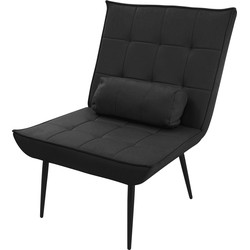 Loungestoel Zwart Gestoffeerde fauteuil met lendenkussen Relax fauteuil ML design