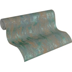 A.S. Création behang betonlook groen, bruin, glanzend wit en grijs - 53 cm x 10,05 m - AS-326512