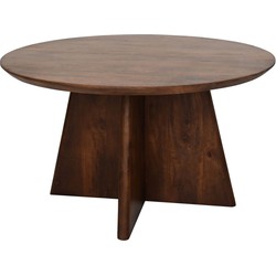 HSM Collection-Ronde Salontafel Kruispoot-80x80x45-Bruin-Mango