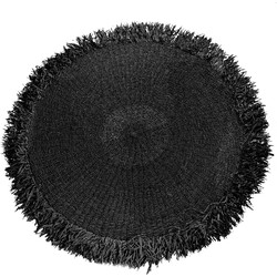 The Raffia Fringed Carpet - Black
