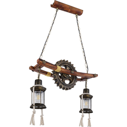 Landelijke hanglamp Abella - L:62cm - E27 - Metaal - Bruin