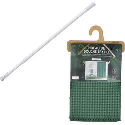 Douchegordijn met ringen - donkergroen - polyester - 180 x 200 cm - incl ophangstang uitschuifbaar 70-120 cm - Douchegordijnen