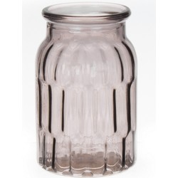 Bellatio Design Bloemenvaas - grijs - transparant glas - D12 x H18 cm - Vazen
