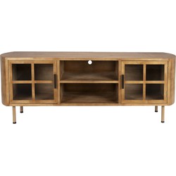 Tv-Meubel Bruin Rubberhout - 2 Deurs - 150x38x55cm - Yaz