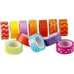 Plakband multicolor Washi 5m x 1.5cm - set van 6