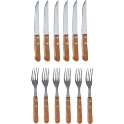 24-delige vorken & messen set RVS zilver 21 cm - Besteksets