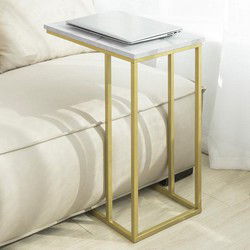 Bijzettafel - Salontafel - C-vorm - Marmer - 48x61x30 cm