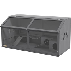 4goodz PawHut Houten Hamsterkooi met Houten Huis 52x100x50 cm - Grijs