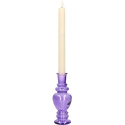 Kaarsen kandelaar Venice - gekleurd glas - helder paars - D5,7 x H15 cm - kaars kandelaars