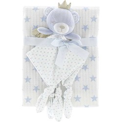 Unique Living - Blanket+cuddle Cloth Baby Bear 100x75cm Blue