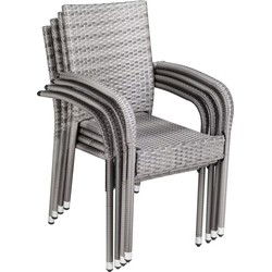 Polyrattan Stapelstoel Comfort Set van 4 kleur Grijs