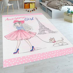 Kindervloerkleed - Aleris - Awesome Girl Paris - Roze - 180x280 cm