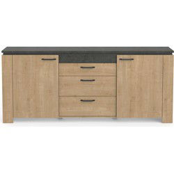 Buffet 2 deuren 3 laden eiken en antracietgrijs decor Austin - L203,80 cm